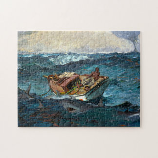 Man Boat Sharks in Gulf Stream by Winslow Homer Jigsaw Puzzle