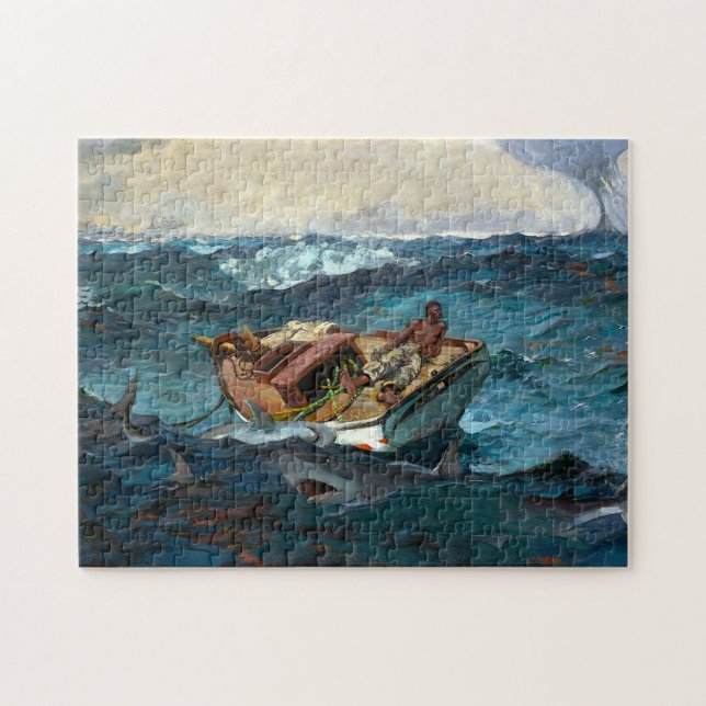 Man Boat Sharks in Gulf Stream by Winslow Homer Jigsaw Puzzle (Horizontal)