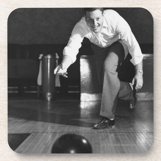 Man Bowling Drink Coaster (Front)