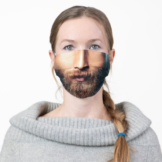 Man Brown Beard Adult Cloth Face Mask (Worn)