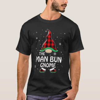 Man Bun Gnome Buffalo Plaid Matching Family Christ T-Shirt
