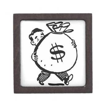 Man Carrying Money Bag Dollar Sign Jewelry Box by Hodge_Retailers at Zazzle