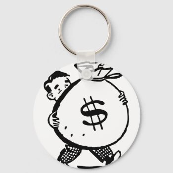 Man Carrying Money Bag Dollar Sign Keychain by Hodge_Retailers at Zazzle