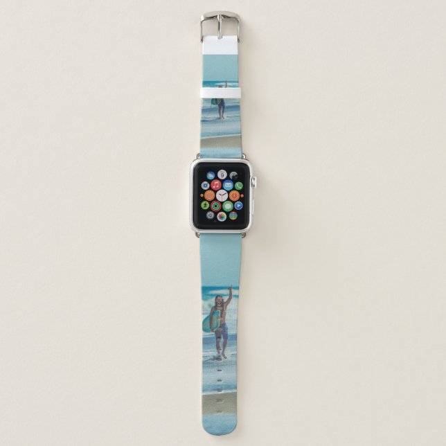 Man carrying surfboard at beach apple watch band (Front)