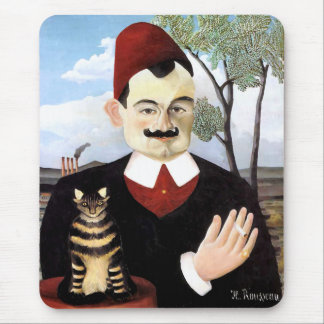 Man & Cat by Henri Rousseau Mouse Pad