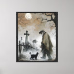 Man &amp; Cat in Cemetery Canvas Print