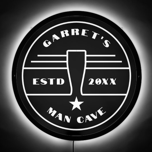 Man Cave Beer Glass Star LED Sign (Front)