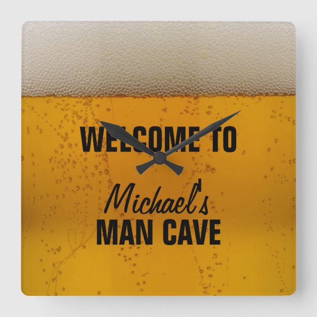 Man Cave - Beer Square Wall Clock (Front)