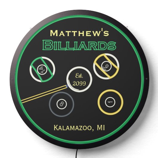 Man Cave Billiards Pool LED Sign for Game Room (Lights Off)