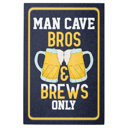 Man Cave Bros and Brews Only Navy Beer Steins Meta Metal Print