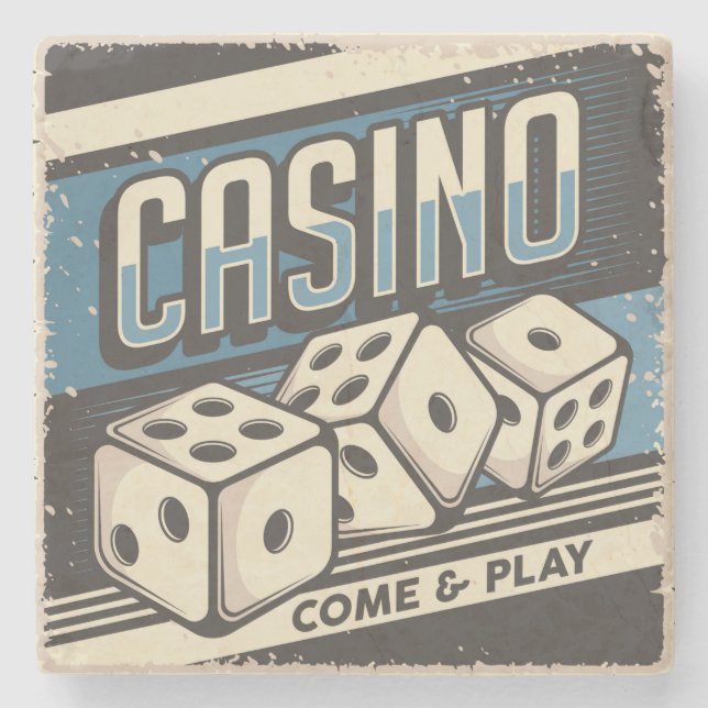 Man cave Casino Dice  Stone Coaster (Front)