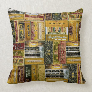 Man Cave Cigar Boxes Pattern Throw Pillow