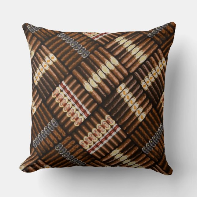 Man Cave Cigar Pattern Throw Pillow (Front)