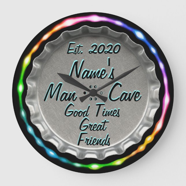 Man Cave Clock! Neon look! Large Clock (Front)