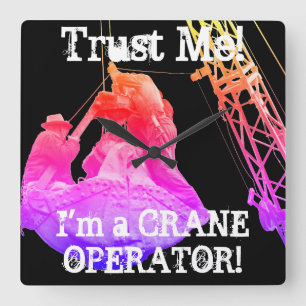 MAN CAVE Crane Operator Vintage Photograph Square Wall Clock