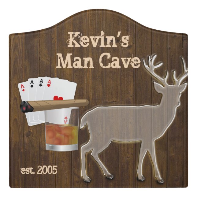 Man Cave Custom Acrylic Wall Plaque Door Sign (Large Crest Front)