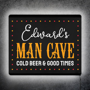 Man cave custom name cold beer and good times LED sign