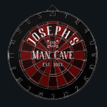 Man Cave Custom Name Dart Board<br><div class="desc">Colored background with custom name and man cave in the center of the board. Other colors available in the shop.</div>