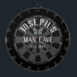 Man Cave Custom Name Dart Board<br><div class="desc">Colored background with custom name and man cave in the center of the board. Other colors available in the shop.</div>