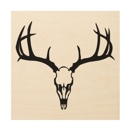Man Cave Deer Buck Skull and Rack Wood Wall Art
