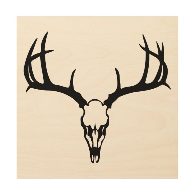 Man Cave Deer Buck Skull and Rack Wood Wall Art (Front)
