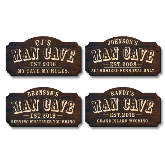 Man Cave Engraved Home Décor Wooden Sign  (Group)