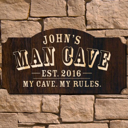 Man Cave Engraved Home Décor Wooden Sign (Front)