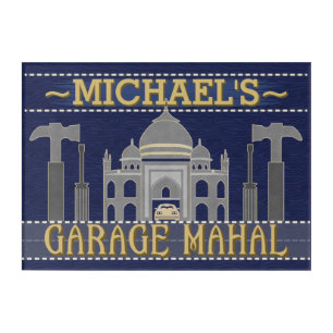 Man Cave Funny Garage Mahal Tools   Custom Name Acrylic Print
