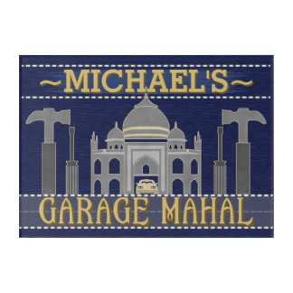 Man Cave Funny Garage Mahal Tools | Custom Name Acrylic Print