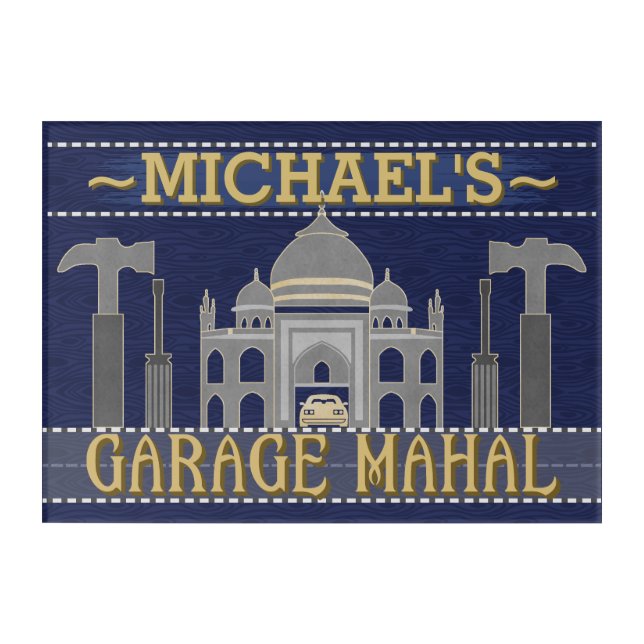 Man Cave Funny Garage Mahal Tools | Custom Name Acrylic Print (Front)