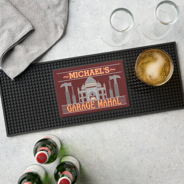 Man Cave Funny Garage Mahal Tools Red | Custom Bar Mat (Insitu (Bar 1))