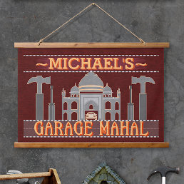 Man Cave Funny Garage Mahal Tools Red | Custom Hanging Tapestry