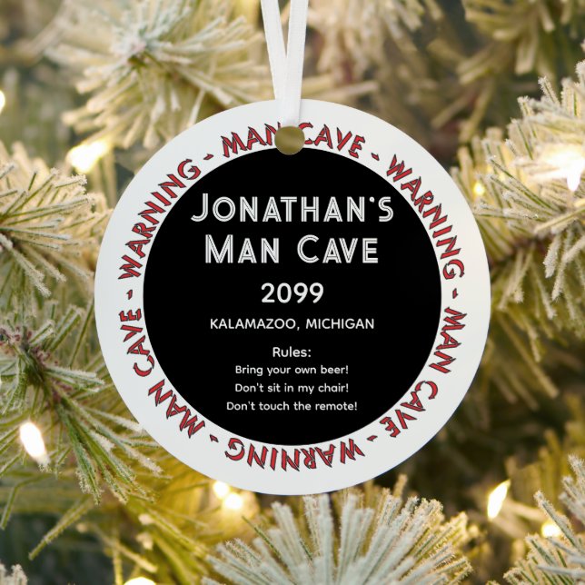 Man Cave Funny Warnings & Rules Christmas Ornament (Insitu)