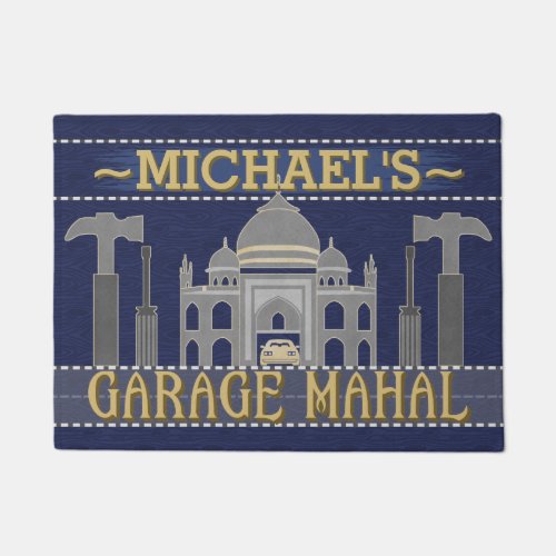 Man Cave Garage Mahal Funny Tools  Custom Name Doormat