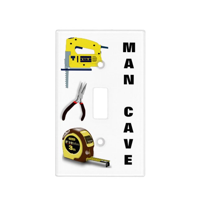 Man Cave Garage Tools Pliers Saw Measuring Tape Light Switch Cover (Front)