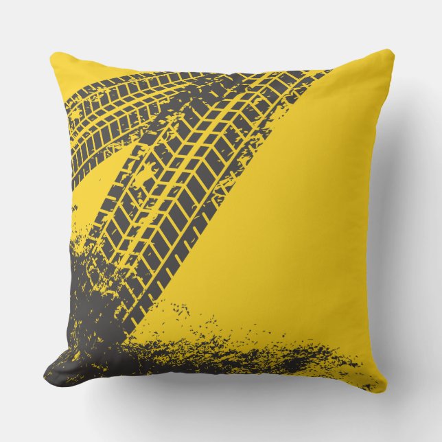 Man Cave Gift. Grunge. Tire Tracks. Throw Pillow (Front)