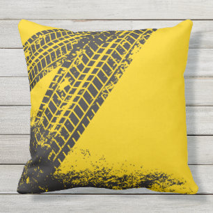 Man Cave Gift. Grunge. Tire Tracks. Throw Pillow
