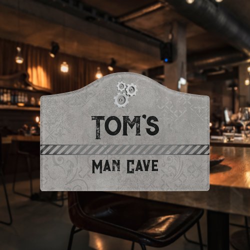 Man Cave Gray Patterned Plaque or Door Sign