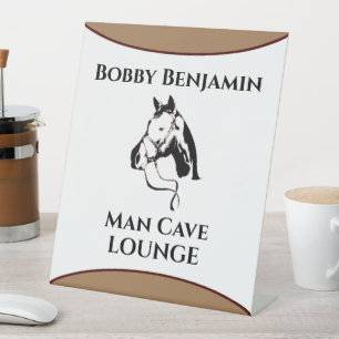 Man Cave Horse Racing Personalize Pedestal Sign