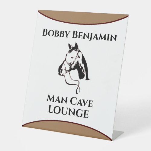 Man Cave Horse Racing Personalize  Pedestal Sign
