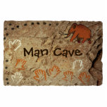 Man Cave - Ice Age Cave Art Cutout<br><div class="desc">Painted hand prints and a woolly mammoth as you might find in the interior of a cave. Customizable text reading,  Man Cave" also appears.</div>