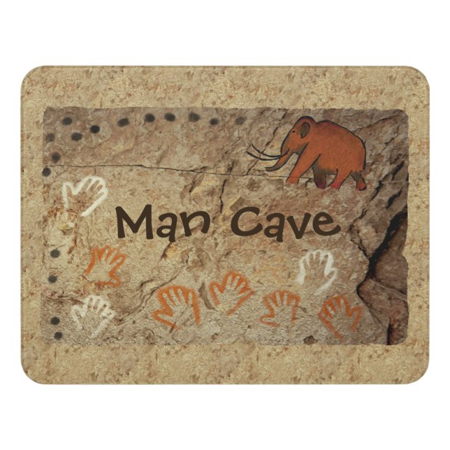 Man Cave - Ice Age Cave Art Door Sign (Contemporary Front)