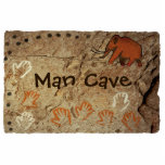 Man Cave - Ice Age Cave Art Statuette<br><div class="desc">Painted hand prints and a woolly mammoth as you might find in the interior of a cave. Customizable text reading,  Man Cave" also appears.</div>
