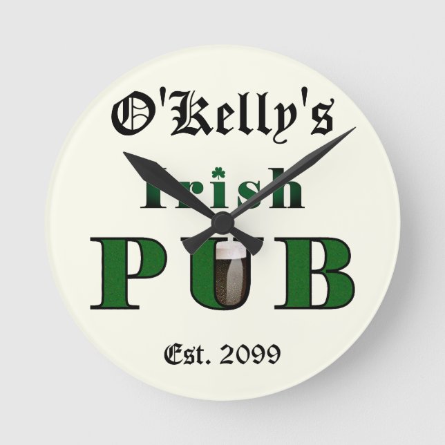 Man Cave Irish Pub Bar Tavern Wall Clock (Front)