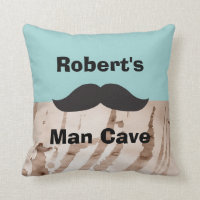 Man Cave Mustache Throw Pillow