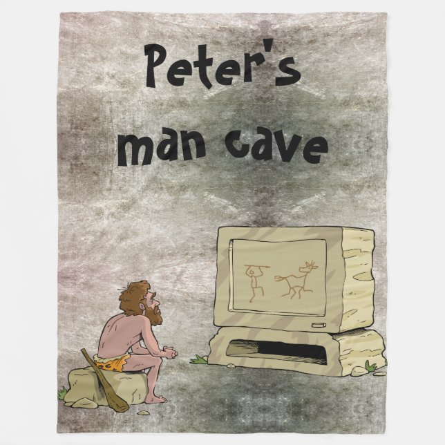 Man Cave Personalized Fleece Blanket (Front)