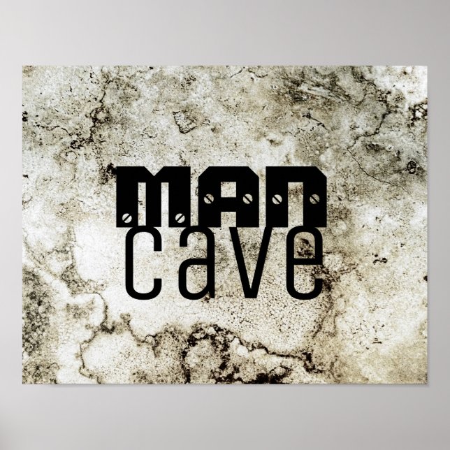 man cave quote poster bold text on stone pattern (Front)