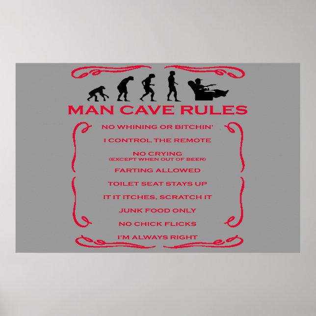 Man Cave Rules Poster (Front)