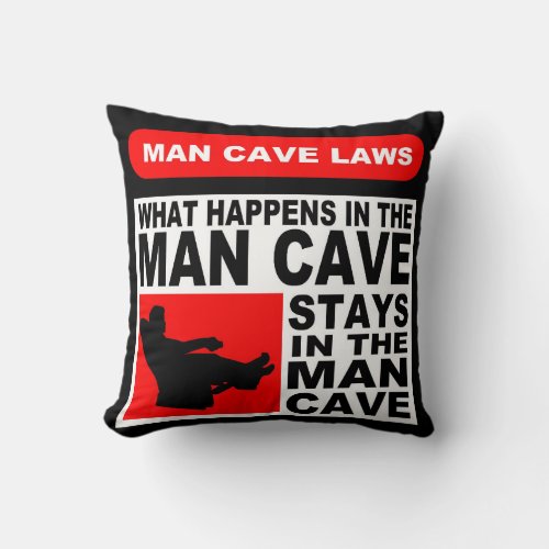 Man Cave Rules Throw Pillow