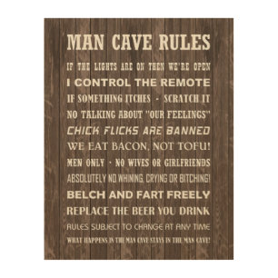 MAN CAVE RULES Wood Wall Art